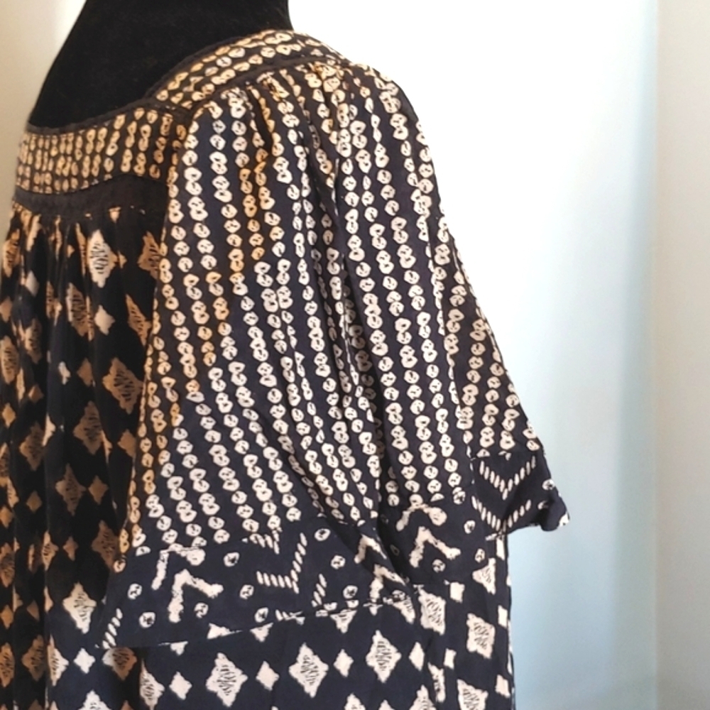 Free People Hearts Desire Printed Tunic Dress Black/Tan Size S - Picture 5 of 10
